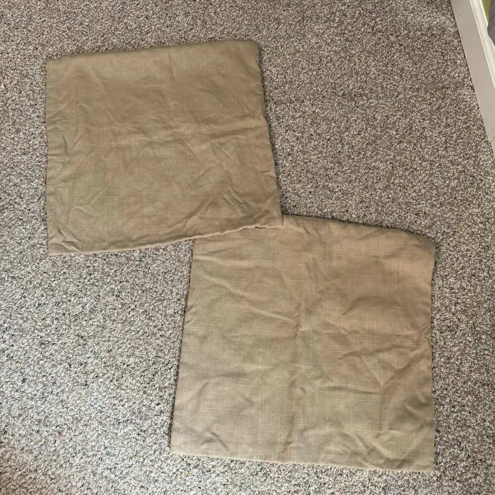 Crate and Barrel Set of 2 Thea Decorative Pillow Cases 18 x 18 Botanical Leaf
